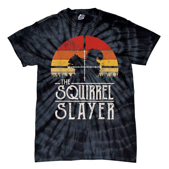 Vintage Sunset Retro Style Squirrel Hunting Squirrel Slayer Tie-Dye T-Shirt