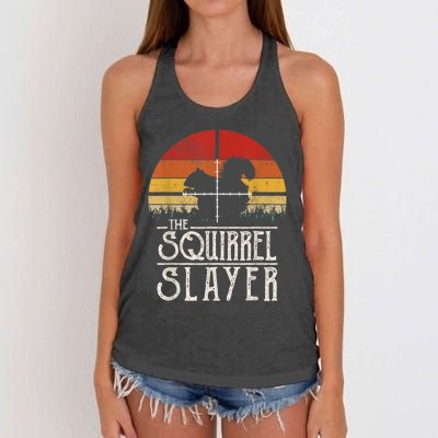 Vintage Sunset Retro Style Squirrel Hunting Squirrel Slayer Women's Knotted Racerback Tank