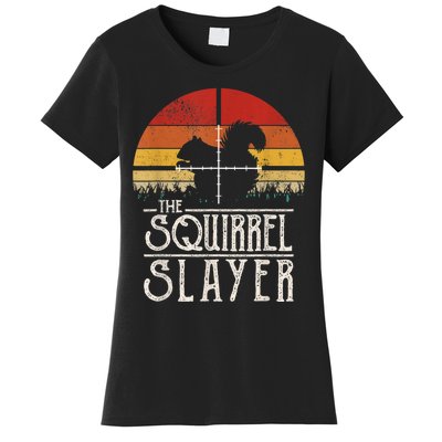 Vintage Sunset Retro Style Squirrel Hunting Squirrel Slayer Women's T-Shirt