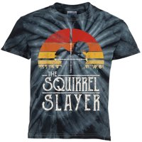 Vintage Sunset Retro Style Squirrel Hunting Squirrel Slayer Kids Tie-Dye T-Shirt