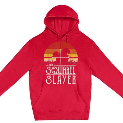 Vintage Sunset Retro Style Squirrel Hunting Squirrel Slayer Premium Pullover Hoodie