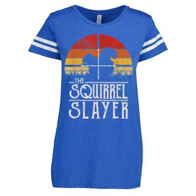 Vintage Sunset Retro Style Squirrel Hunting Squirrel Slayer Enza Ladies Jersey Football T-Shirt