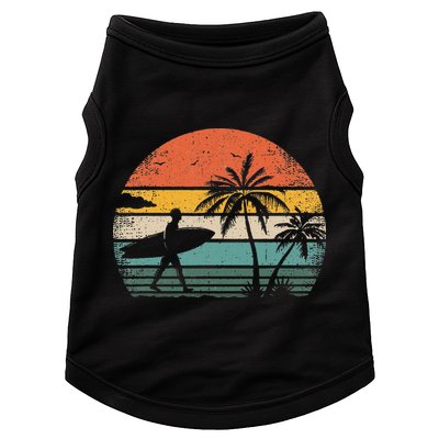 Vintage Surfing Retro Surf Style Palm Tree For Surfers Doggie Tank