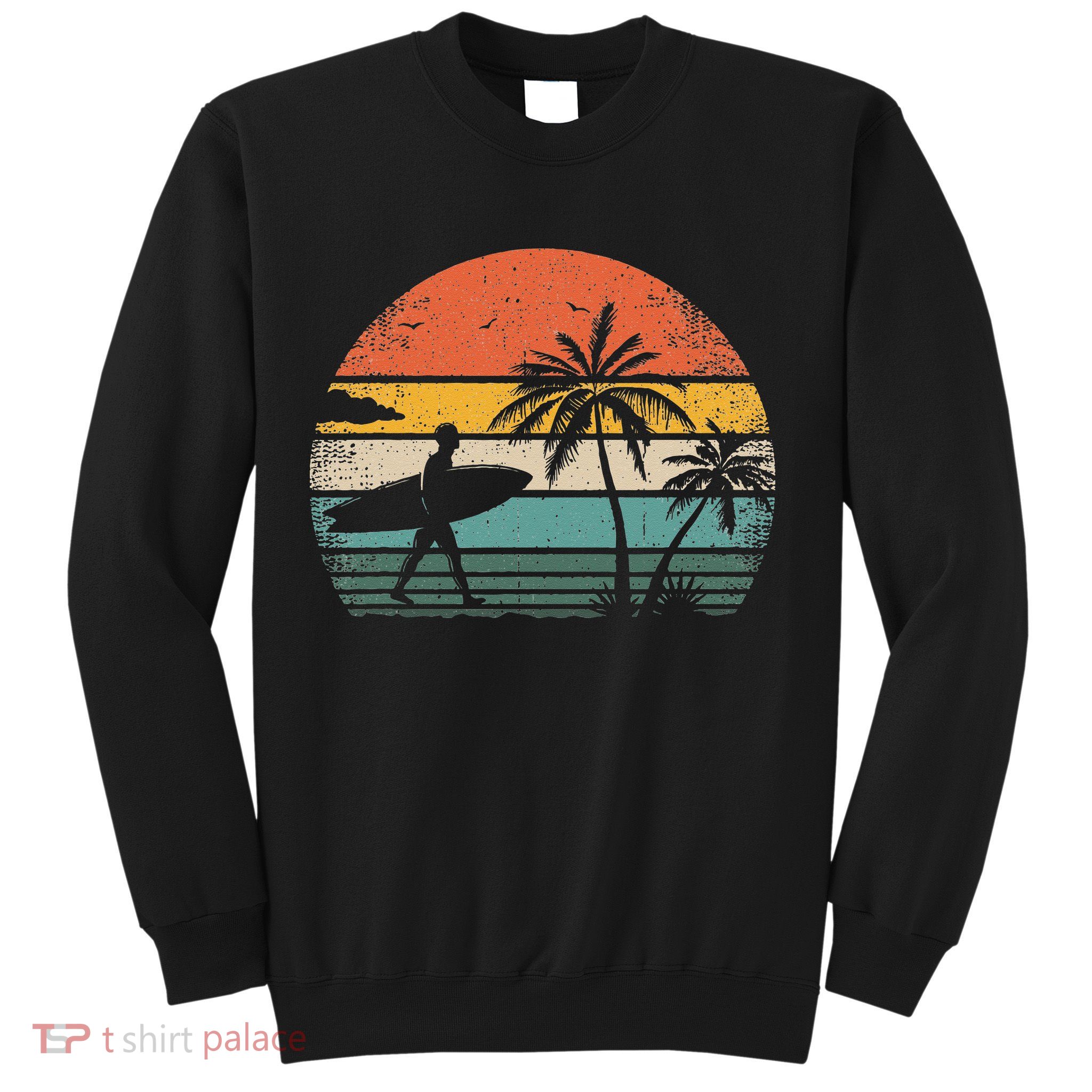 Vintage Surfing Retro Surf Style Palm Tree For Surfers Sweatshirt