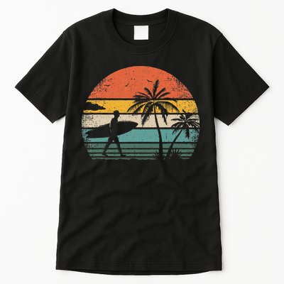 Vintage Surfing Retro Surf Style Palm Tree For Surfers Tall T-Shirt