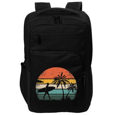 Vintage Surfing Retro Surf Style Palm Tree For Surfers Impact Tech Backpack
