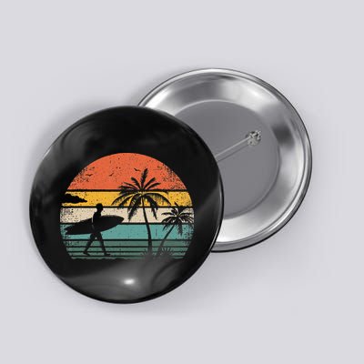 Vintage Surfing Retro Surf Style Palm Tree For Surfers Button