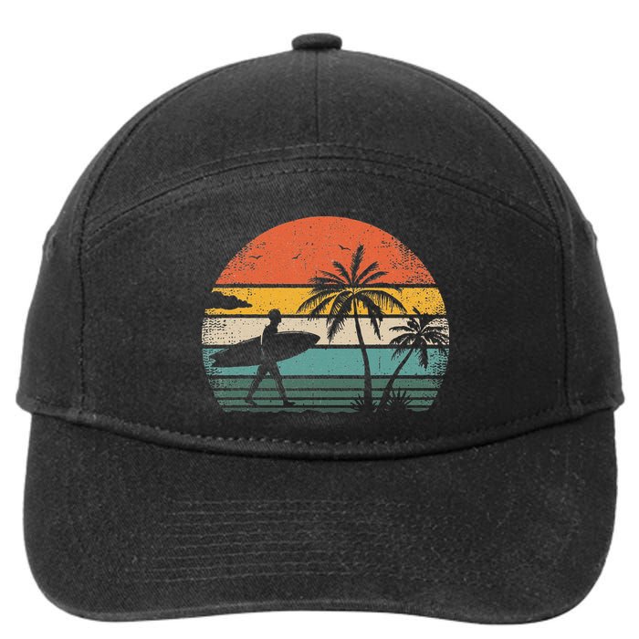 Vintage Surfing Retro Surf Style Palm Tree For Surfers 7-Panel Snapback Hat
