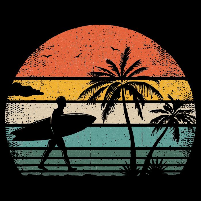 Vintage Surfing Retro Surf Style Palm Tree For Surfers 7-Panel Snapback Hat