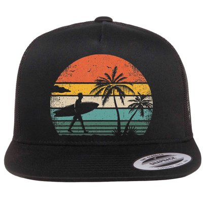 Vintage Surfing Retro Surf Style Palm Tree For Surfers Flatbill Hat