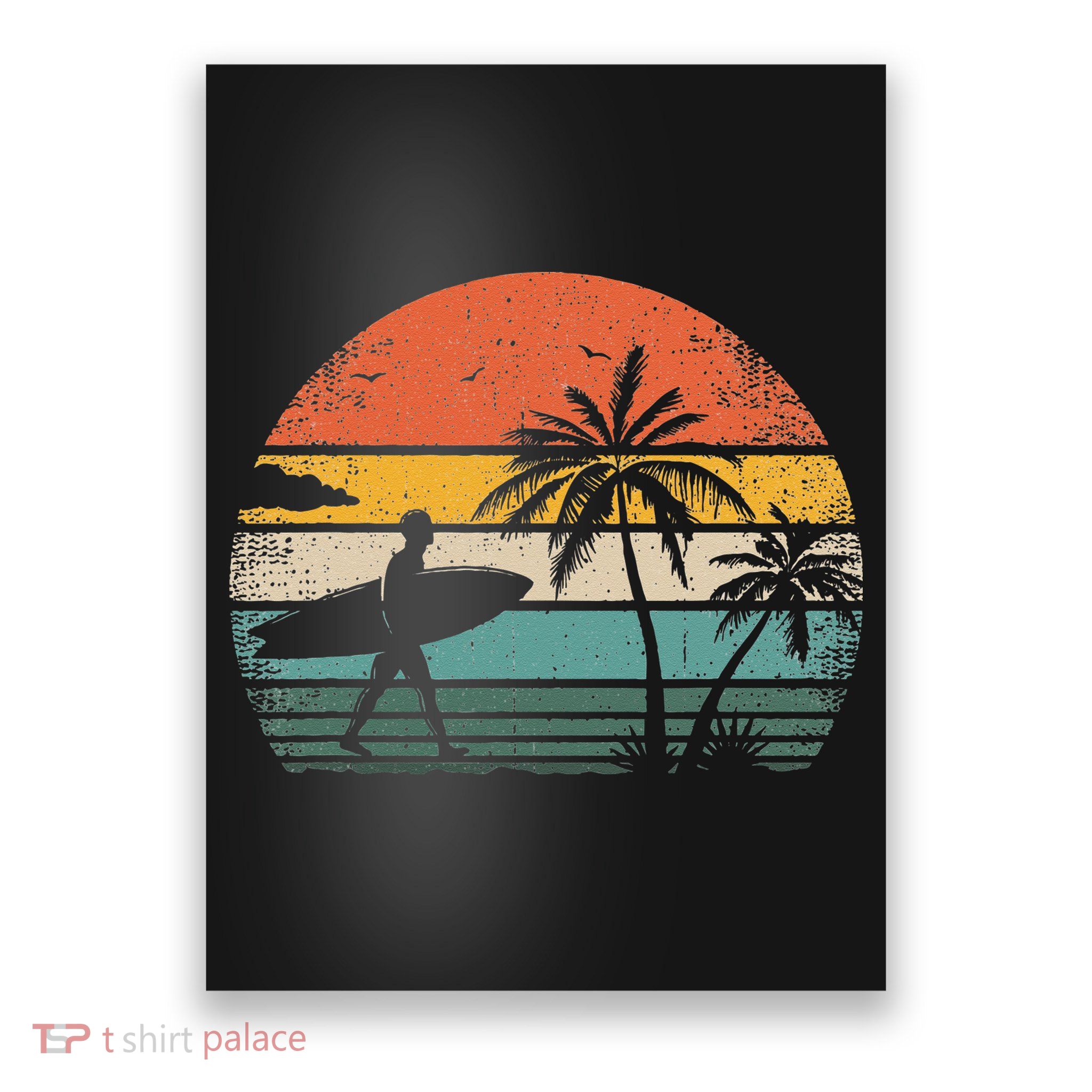 Vintage Surfing Retro Surf Style Palm Tree For Surfers Poster