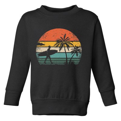 Vintage Surfing Retro Surf Style Palm Tree For Surfers Toddler Sweatshirt