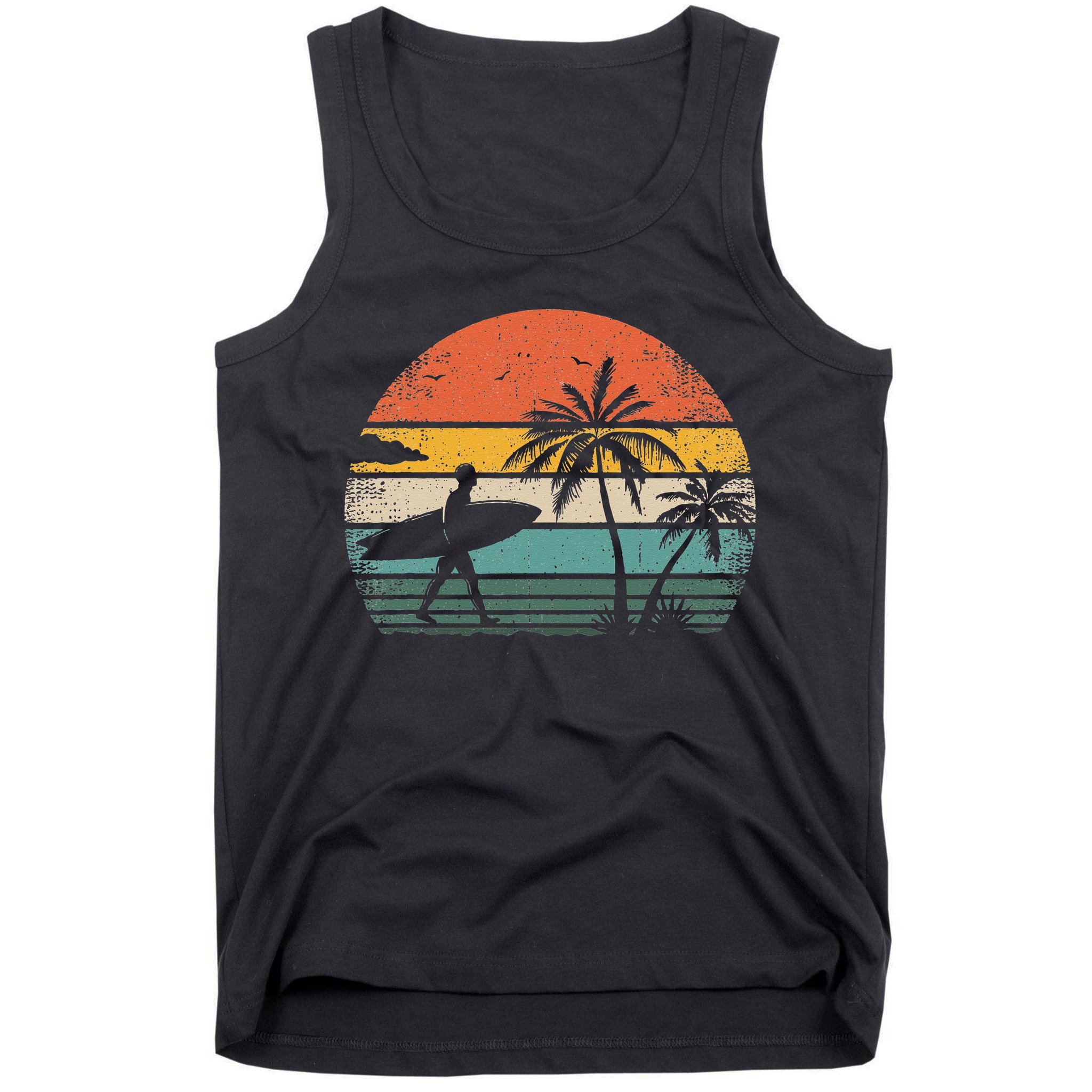 Vintage Surfing Retro Surf Style Palm Tree For Surfers Tank Top