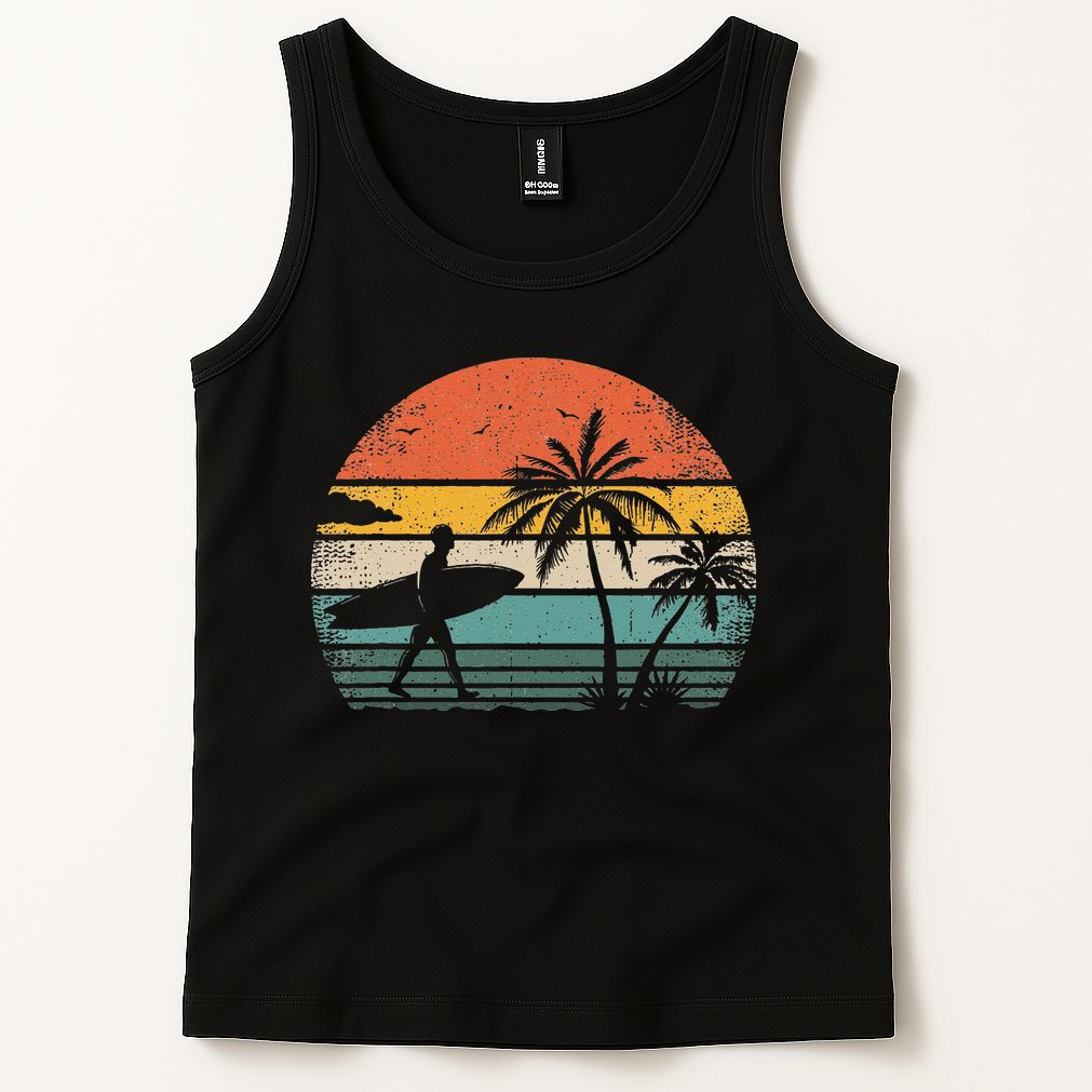Vintage Surfing Retro Surf Style Palm Tree For Surfers Tank Top