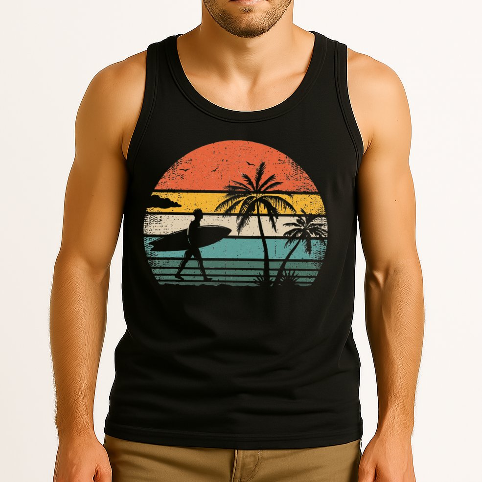 Vintage Surfing Retro Surf Style Palm Tree For Surfers Tank Top