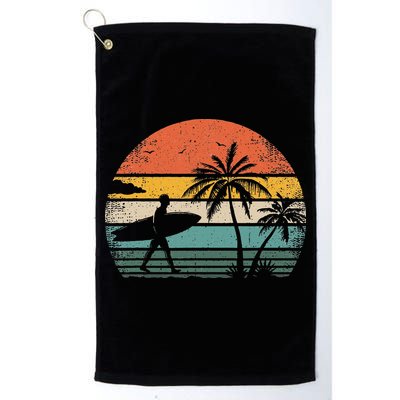 Vintage Surfing Retro Surf Style Palm Tree For Surfers Golf Towel