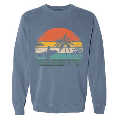 Vintage Surfing Retro Surf Style Palm Tree For Surfers Garment-Dyed Sweatshirt