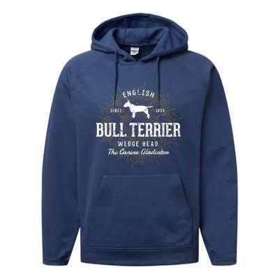 Vintage Style Retro Bull Terrier Gift Performance Fleece Hoodie