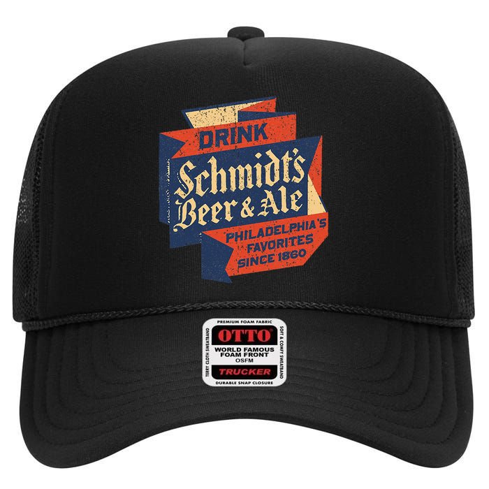 Vintage SchmidtS Retro Defunct Beer And Ale High Crown Mesh Back Trucker Hat