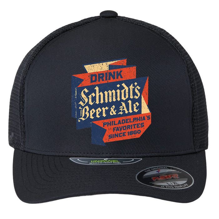 Vintage SchmidtS Retro Defunct Beer And Ale Flexfit Unipanel Trucker Cap