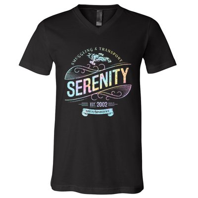 Vintage Serenity Smuggling And Transport Firefly Tie Dye V-Neck T-Shirt