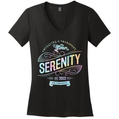 Vintage Serenity Smuggling And Transport Firefly Tie Dye Women's V-Neck T-Shirt