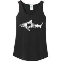 Vintage Shark Silhouette Hammerhead Shark Tiger Shark Heart Ladies Essential Tank