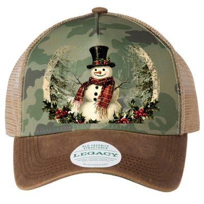 Vintage Snowman Scene Legacy Tie Dye Trucker Hat