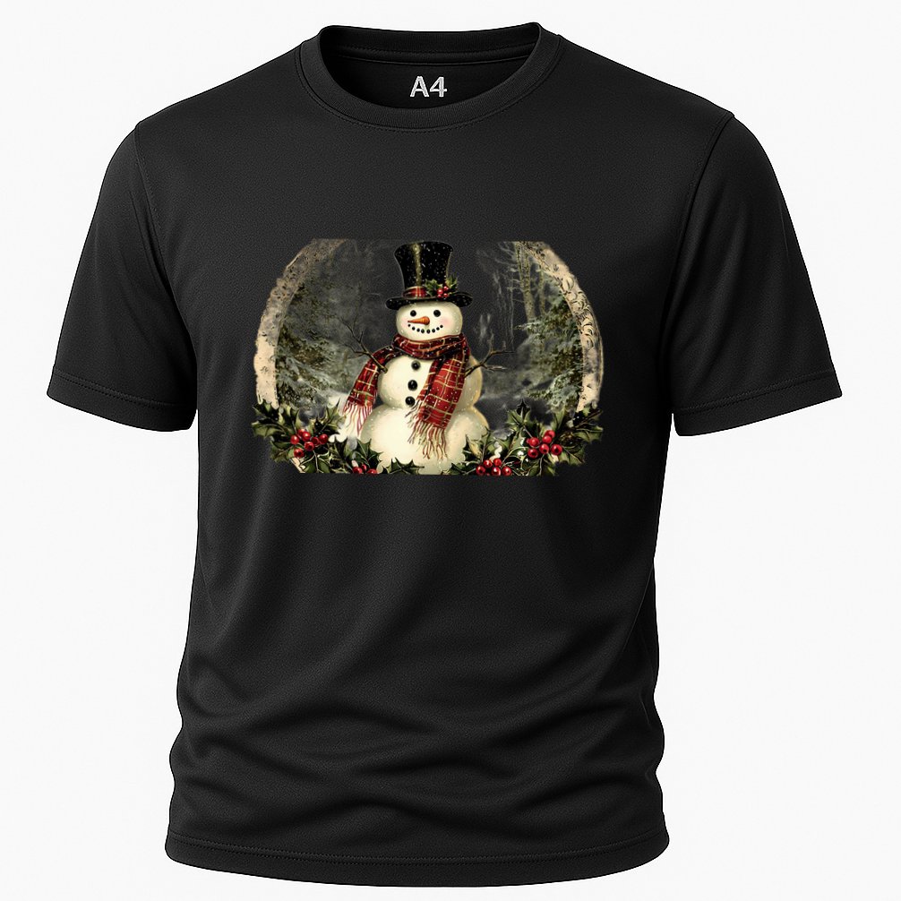 Vintage Snowman Scene Cooling Performance Crew T-Shirt
