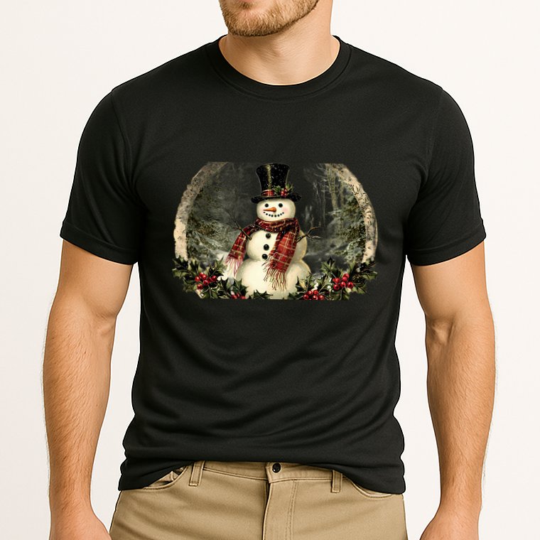 Vintage Snowman Scene Cooling Performance Crew T-Shirt