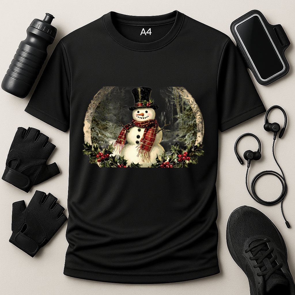 Vintage Snowman Scene Cooling Performance Crew T-Shirt