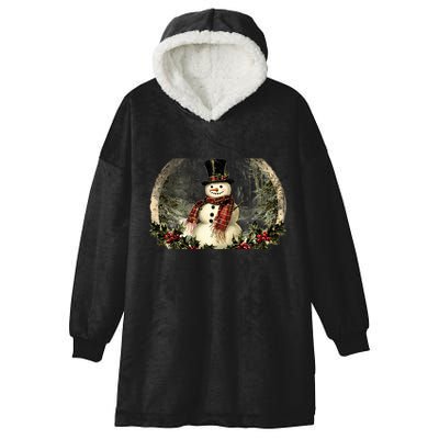 Vintage Snowman Scene Hooded Wearable Blanket
