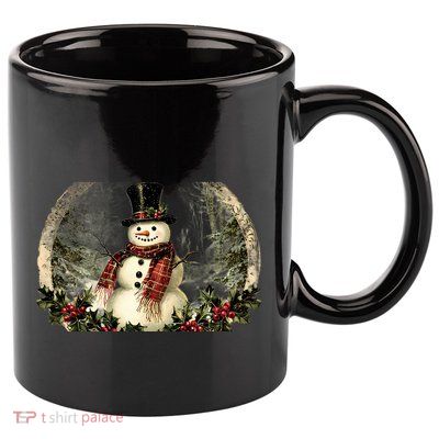 Vintage Snowman Scene 11oz C Handle Ceramic Mug