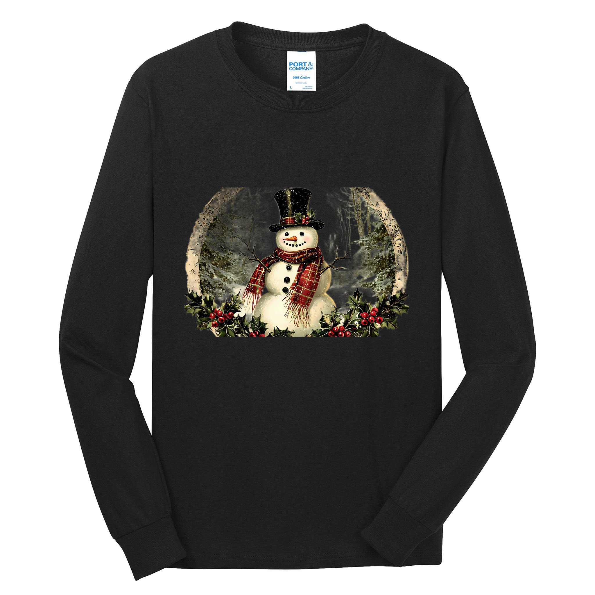 Vintage Snowman Scene Tall Long Sleeve T-Shirt