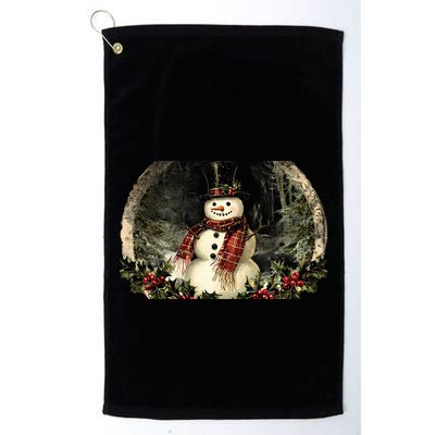 Vintage Snowman Scene Golf Towel