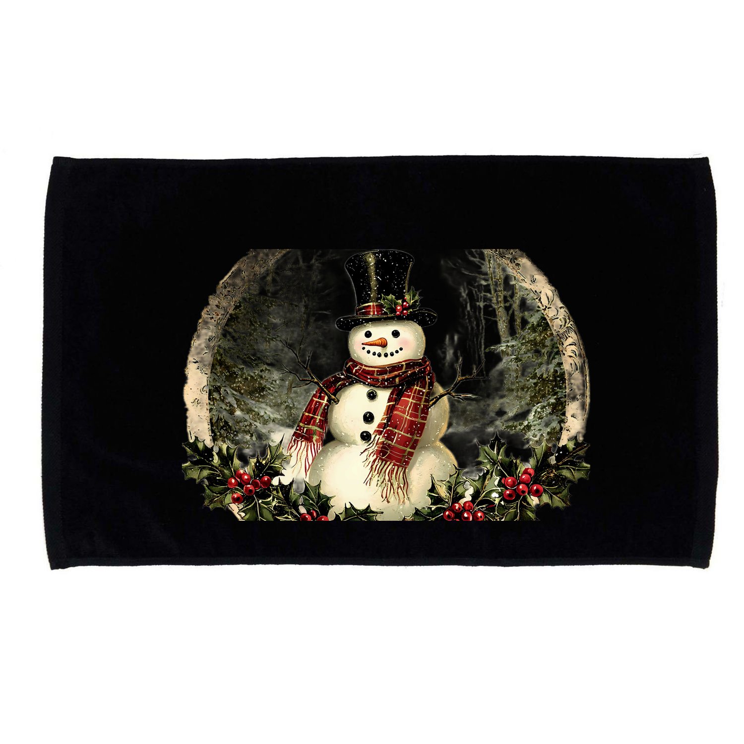 Vintage Snowman Scene Microfiber Hand Towel