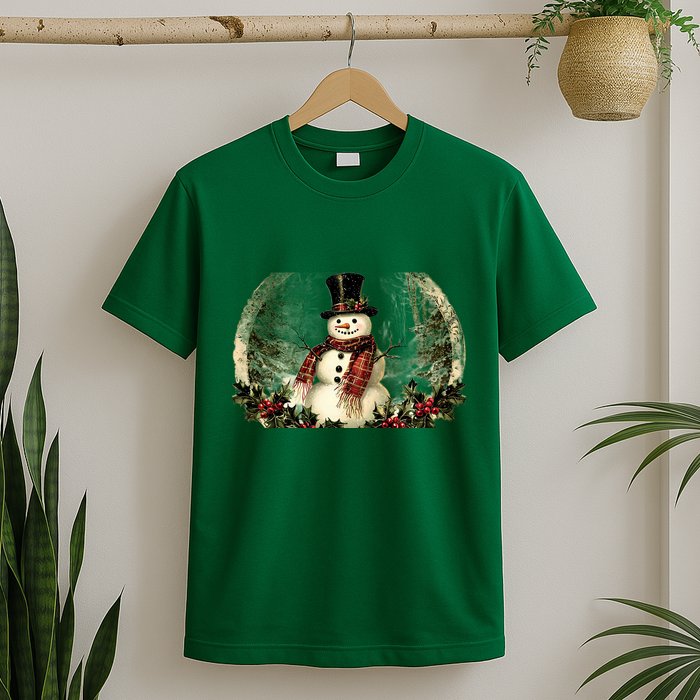 Vintage Snowman Scene T-Shirt