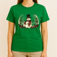 Vintage Snowman Scene T-Shirt