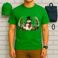 Vintage Snowman Scene T-Shirt