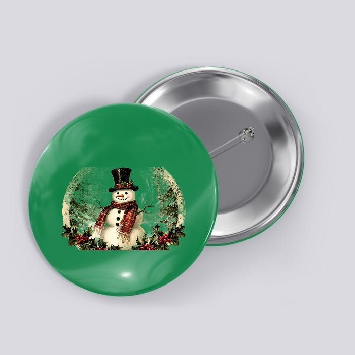 Vintage Snowman Scene Button