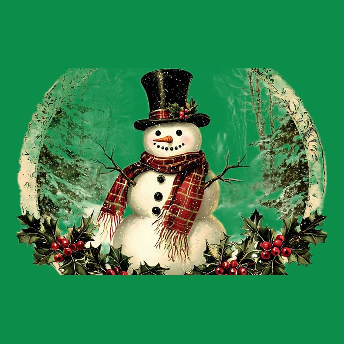 Vintage Snowman Scene Button