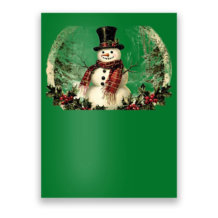 Vintage Snowman Scene Poster