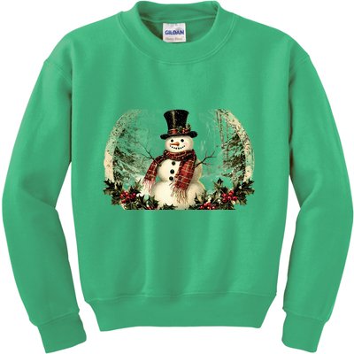 Vintage Snowman Scene Kids Sweatshirt