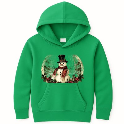 Vintage Snowman Scene Kids Hoodie