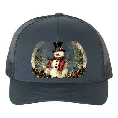 Vintage Snowman Scene Yupoong Adult 5-Panel Trucker Hat