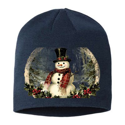 Vintage Snowman Scene Sustainable Beanie