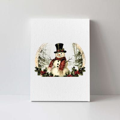 Vintage Snowman Scene Canvas