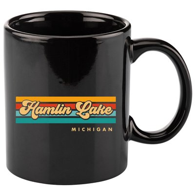 Vintage Sunset Stripes Hamlin Lake Michigan 11oz C Handle Ceramic Mug