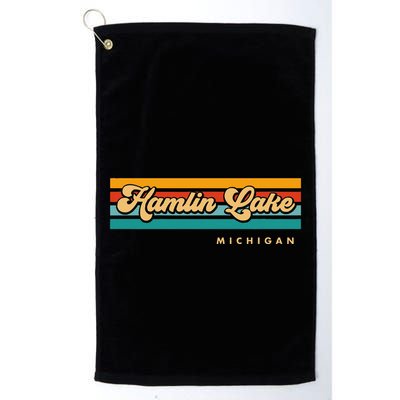 Vintage Sunset Stripes Hamlin Lake Michigan Golf Towel