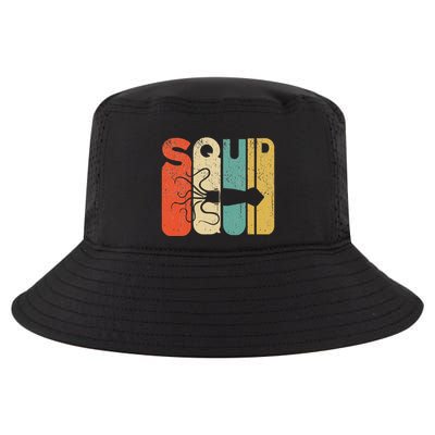Vintage Style Squid Silhouette Funny Squid Cool Comfort Performance Bucket Hat